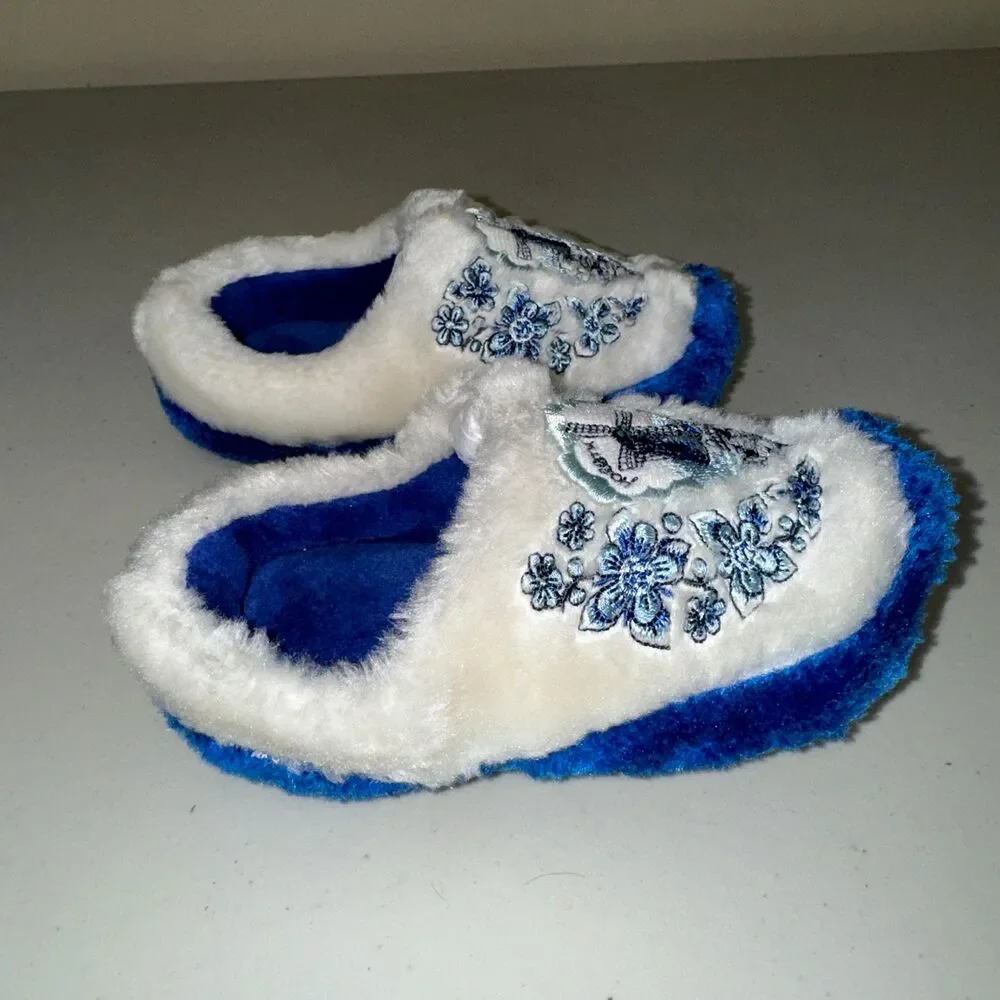 Toddler Clog Slippers Delft Blue Windmill Kids Warm Holland Netherlands Non Slip